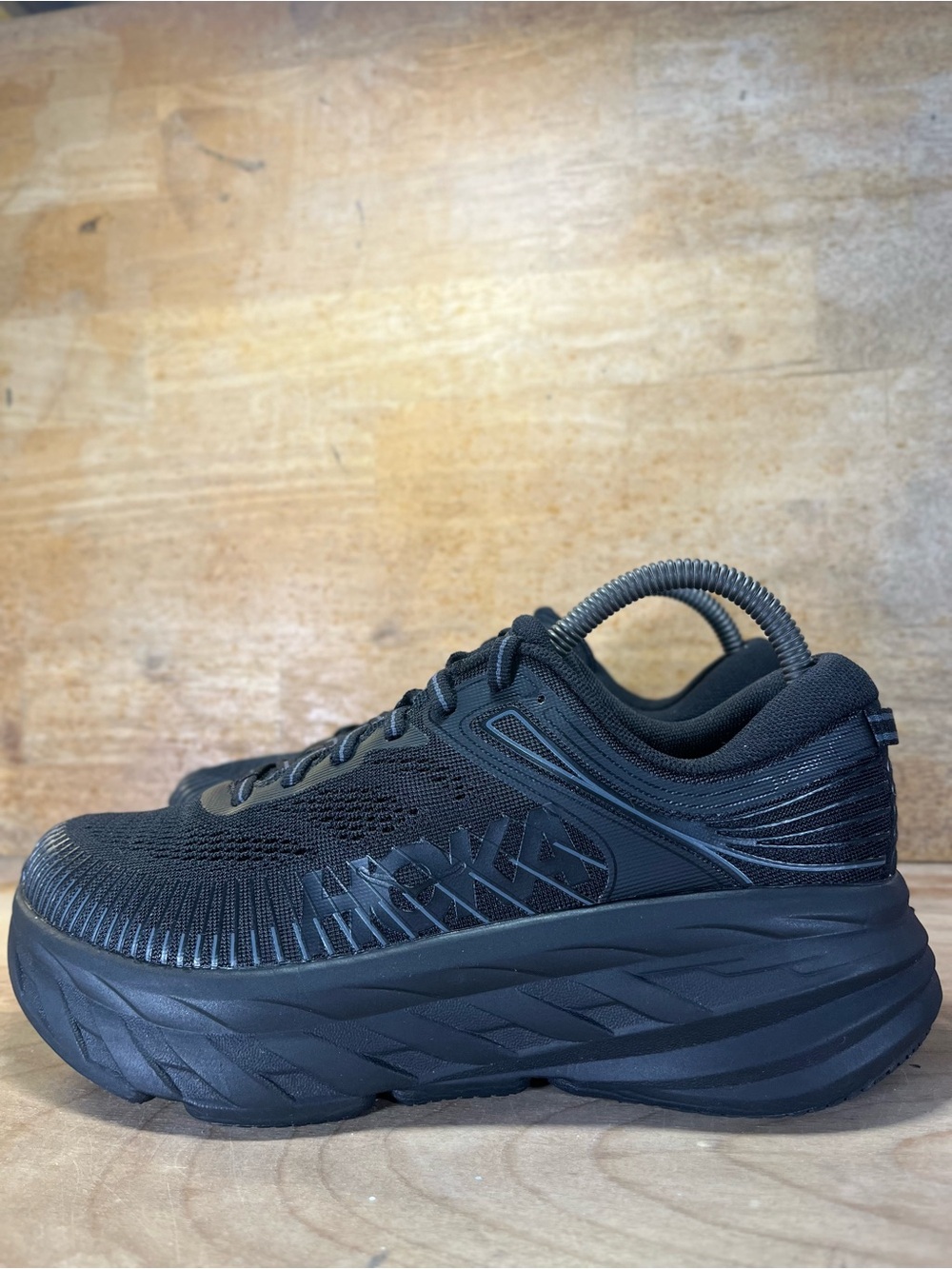 Hoka One One Bondi 7 REFLECTIVE Womens Size 7 Wide Running Shoes Sneakers Black - Picture 4 of 12